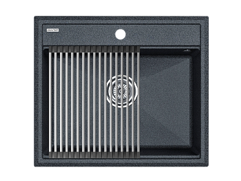 Кухонная мойка + коландер Paulmark PM115951-DG+R375-BS 60х50 цвет серый